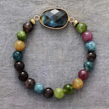 Labradorite Stone Bead Bracelet High End Minimalist Jewelry