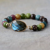 Labradorite Stone Bead Bracelet High End Minimalist Jewelry