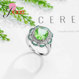 925 Silver Crystal Hollow Flower Ring Women Colorful Bijoux for Femme