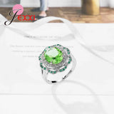 925 Silver Crystal Hollow Flower Ring Women Colorful Bijoux for Femme