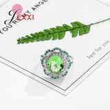 925 Silver Crystal Hollow Flower Ring Women Colorful Bijoux for Femme