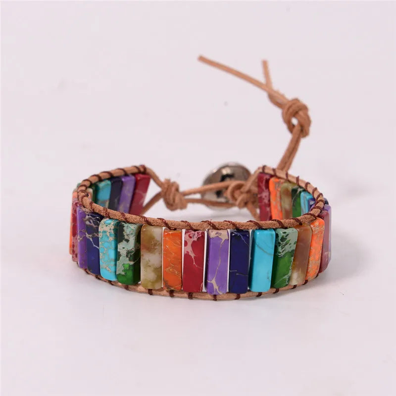 High End Boho Natural Stone Wrap Bracelet Chakra Power Bracelet