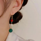 Vintage Style Pearl Earrings Geometric Copper Coated