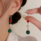 Vintage Style Pearl Earrings Geometric Copper Coated