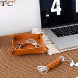 Luxury Leather Storage Tray for Desktop Accessories