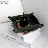 Luxury Leather Storage Tray for Desktop Accessories