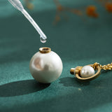 Pearl Perfume Bottle Pendant Necklace Aromatherapy Diffuser for Women