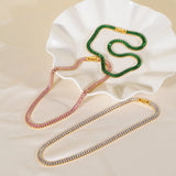 Hand Polished Green Clear Red Band Choker Necklace