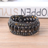 Natural Stone Leather Wrap Bracelet