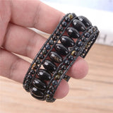 Natural Stone Leather Wrap Bracelet