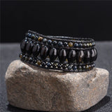 Natural Stone Leather Wrap Bracelet