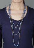 Natural Stones Glass Seed Beads 3 Layers Necklace Vintage Statement Necklaces