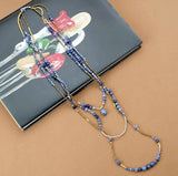 Natural Stones Glass Seed Beads 3 Layers Necklace Vintage Statement Necklaces