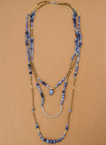 Natural Stones Glass Seed Beads 3 Layers Necklace Vintage Statement Necklaces
