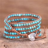 Leather Wrap Bracelet W/ Stones Charm Vintage Weaving