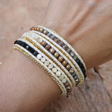 High End Pearl Crystal Beaded Wrap Bracelet for Women Gift Boho