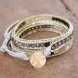 High End Pearl Crystal Beaded Wrap Bracelet for Women Gift Boho