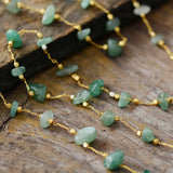 Aventurine Lariat Necklace Women Beaded Layers Teengirl OL Jewelry