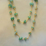 Aventurine Lariat Necklace Women Beaded Layers Teengirl OL Jewelry
