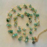 Aventurine Lariat Necklace Women Beaded Layers Teengirl OL Jewelry
