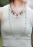 Aventurine Lariat Necklace Women Beaded Layers Teengirl OL Jewelry