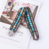 High End Three Layer Natural Stones Leather Wrap Bracelet