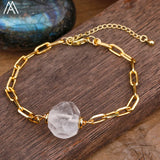 High End Nugget Stone Beads Bracelet Women Plated Chain Crystal Bracelet