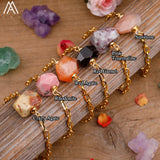 High End Nugget Stone Beads Bracelet Women Plated Chain Crystal Bracelet