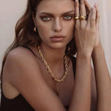 High-End PVD Finish Stainless Steel Chunky Rope Chain Necklace