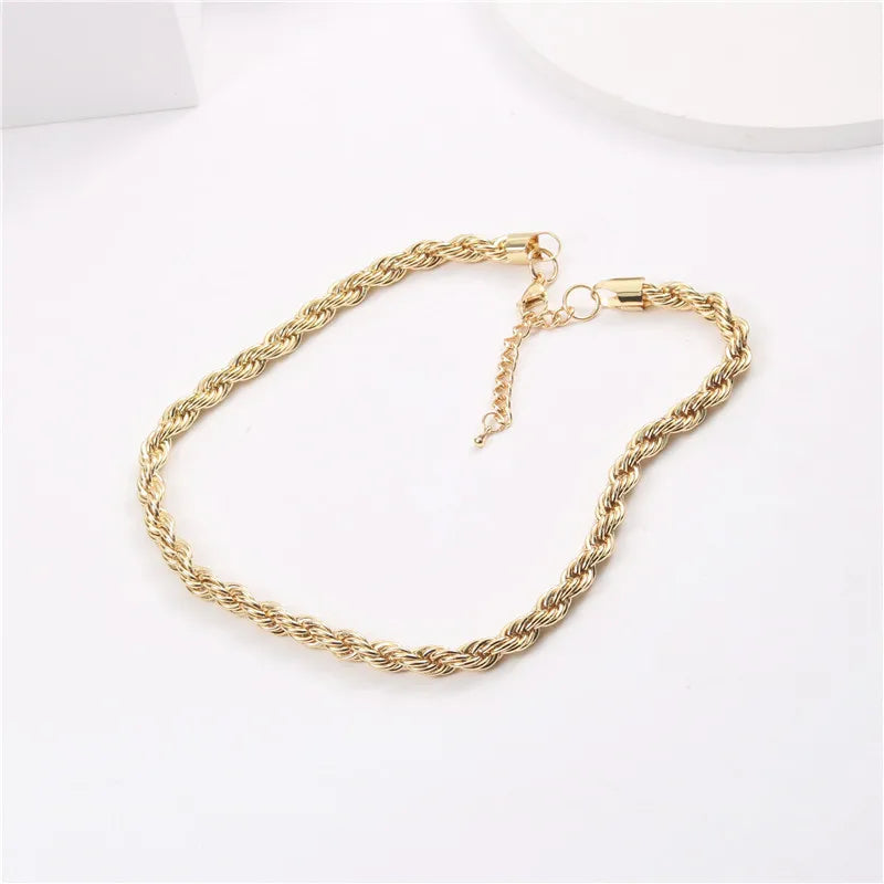 High-End PVD Finish Stainless Steel Chunky Rope Chain Necklace