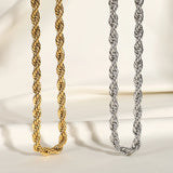 High-End PVD Finish Stainless Steel Chunky Rope Chain Necklace