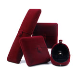 Red Velvet Jewelry Storage Box Double-Opening Snap Button