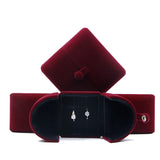 Red Velvet Jewelry Storage Box Double-Opening Snap Button