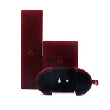 Red Velvet Jewelry Storage Box Double-Opening Snap Button