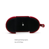 Red Velvet Jewelry Storage Box Double-Opening Snap Button