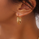 Stylish 18k Hoop Earrings for Women Stainless Steel Jewelry