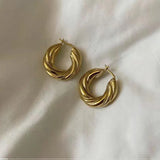 Stylish 18k Hoop Earrings for Women Stainless Steel Jewelry