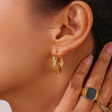 Stylish 18k Hoop Earrings for Women Stainless Steel Jewelry