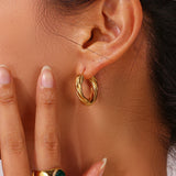 Stylish 18k Hoop Earrings for Women Stainless Steel Jewelry