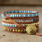 Vibrant Big Stone Semiprecious Beads Wrap Bracelet