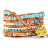 Vibrant Big Stone Semiprecious Beads Wrap Bracelet