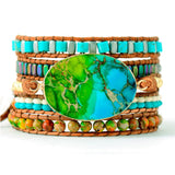 Vibrant Big Stone Semiprecious Beads Wrap Bracelet