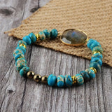 Labradorite Stretch Bracelets Natural Stone Charm Elastic Statement Bracelet