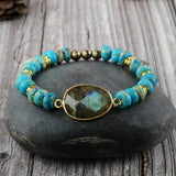 Labradorite Stretch Bracelets Natural Stone Charm Elastic Statement Bracelet