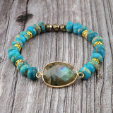 Labradorite Stretch Bracelets Natural Stone Charm Elastic Statement Bracelet