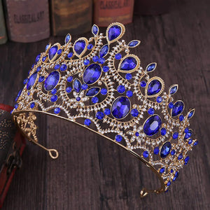 Vintage Baroque Style Crystal Tiara Crown for Bride Wedding Party