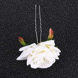 Red Artificial Rose Flower Hair Pins Bride Wedding Headpieces