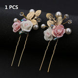 Red Artificial Rose Flower Hair Pins Bride Wedding Headpieces