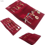Burgundy Velvet Jewelry Roll Travel Bag