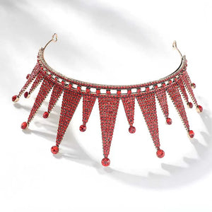 Vintage Baroque Style Red Crystal Royal Princess Big Tiara Crown